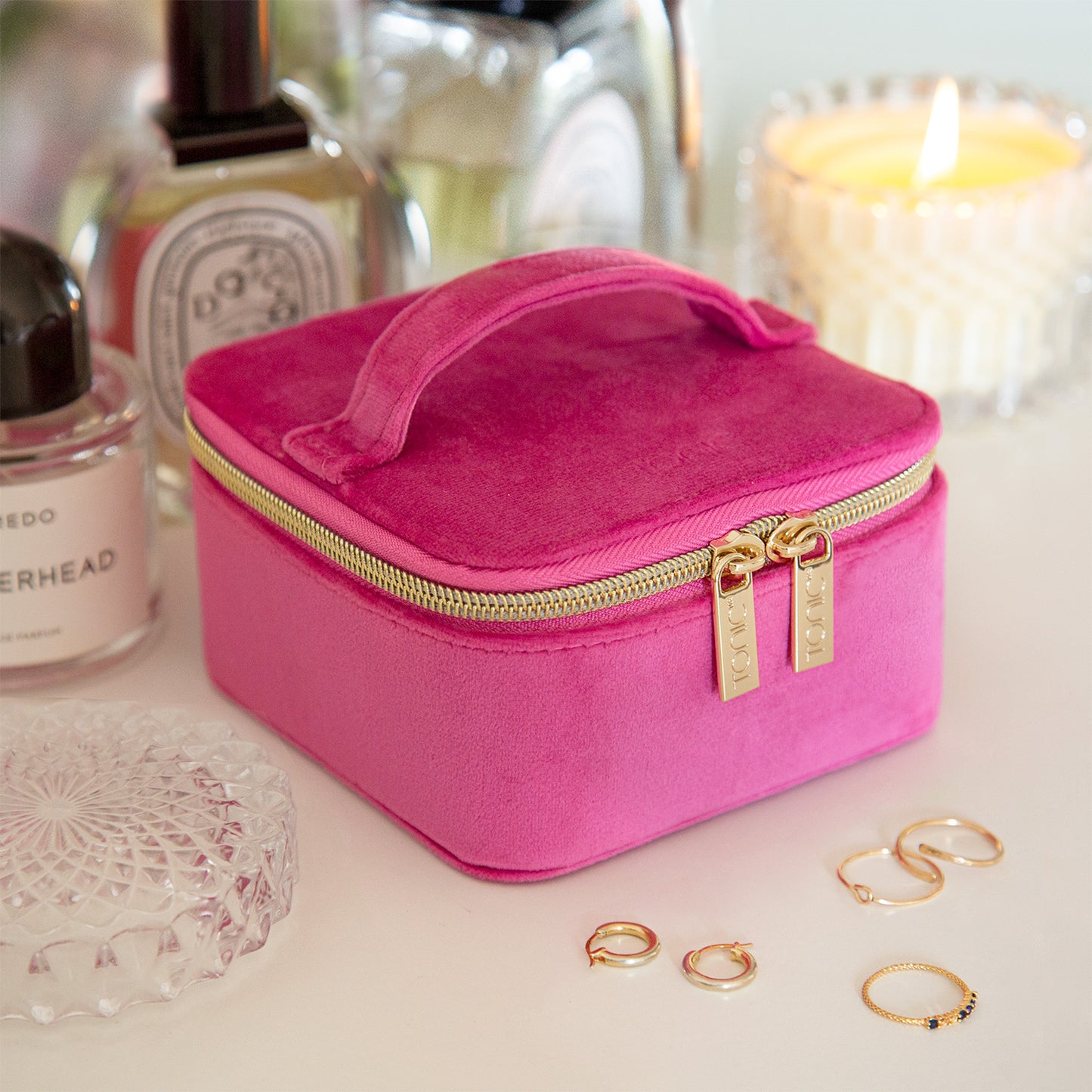 Luxe Velvet Jewellery Cube Berry