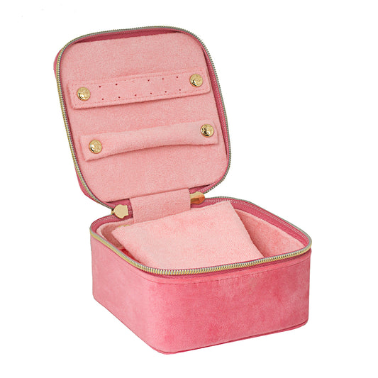 Luxe Velvet Jewellery Cube Coral