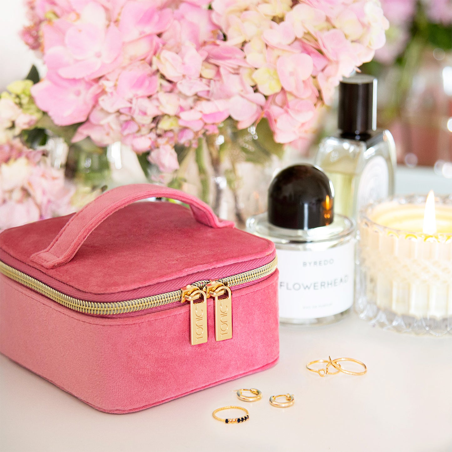 Luxe Velvet Jewellery Cube Coral