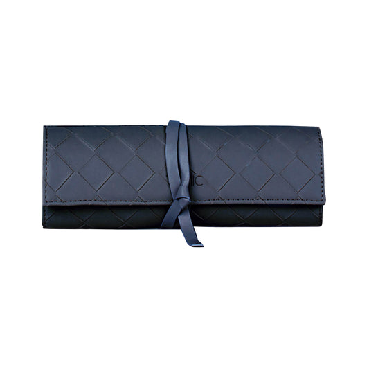 Woven Makeup Brush Roll Navy