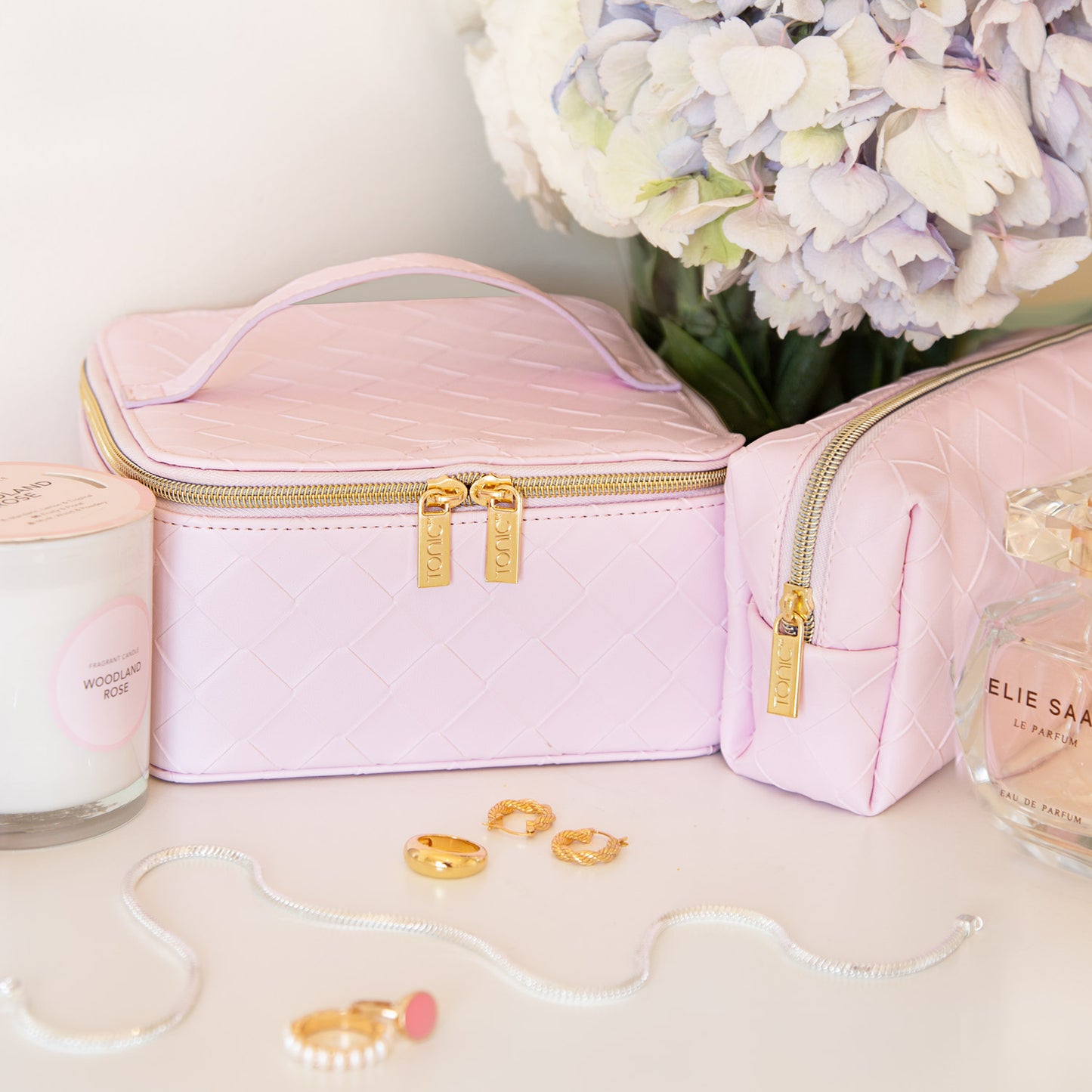 Woven Beauty Bag Small Peony