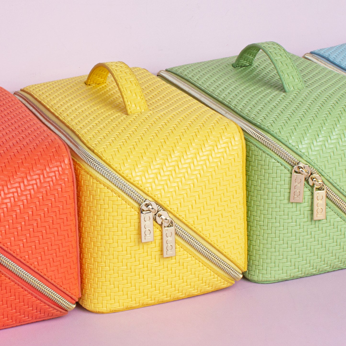 Herringbone Beauty Bag Large Lemon
