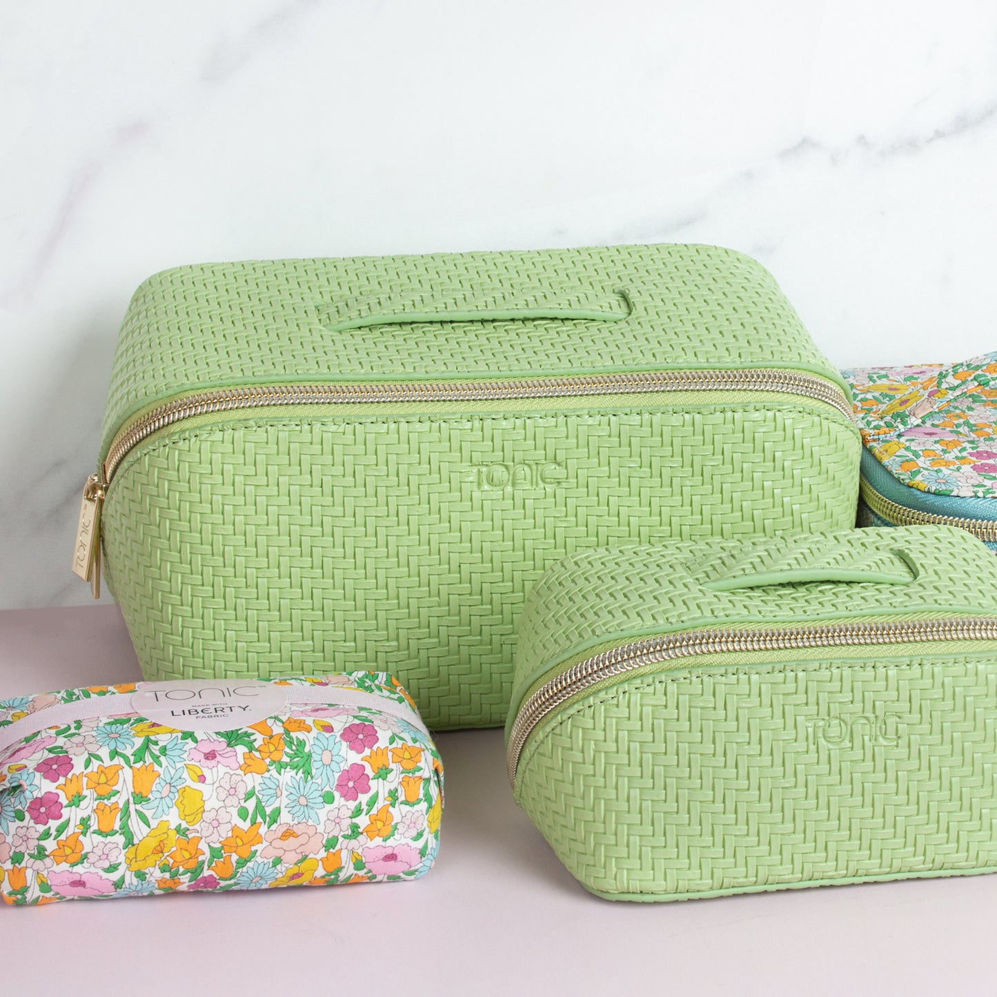 Herringbone Beauty Bag Medium Pistachio
