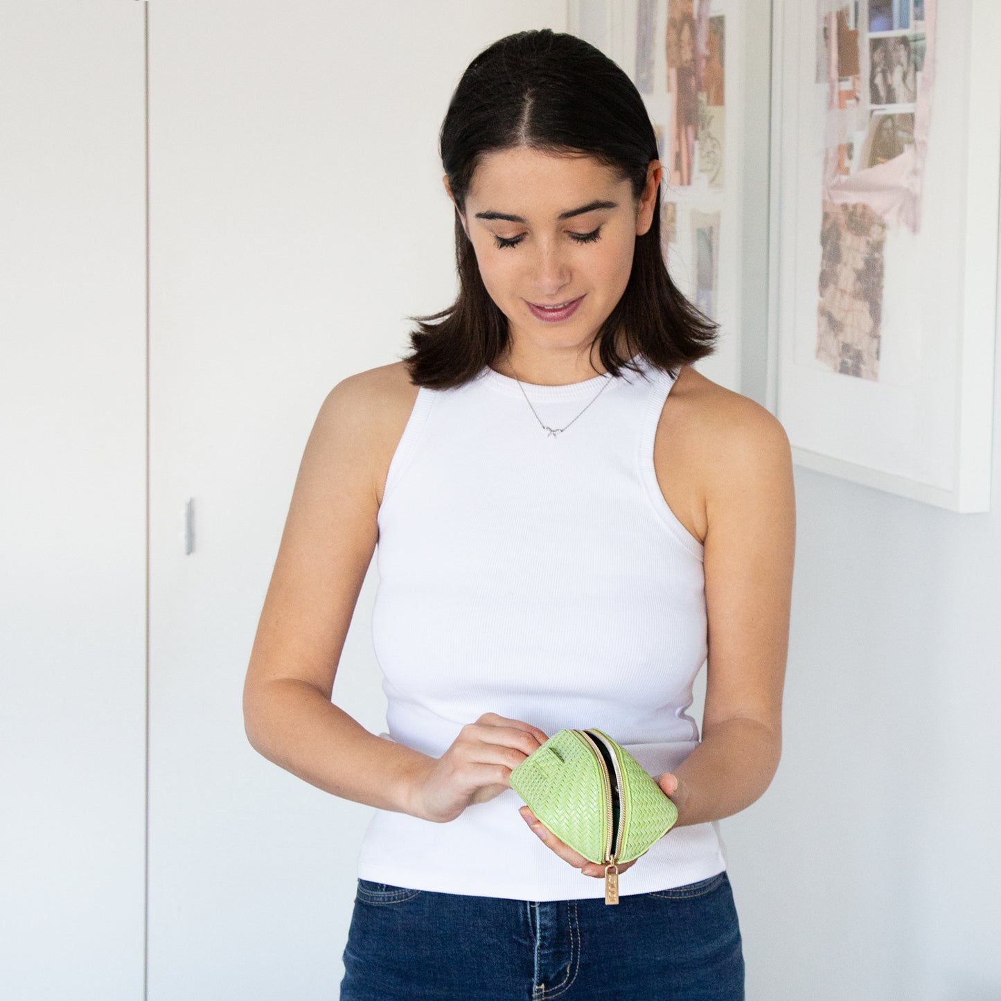Herringbone Beauty Bag Small Pistachio