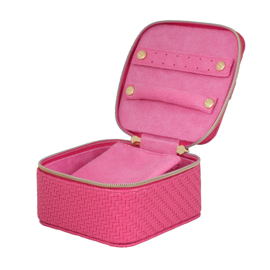 Herringbone Jewellery Cube Raspberry