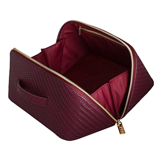 Herringbone Beauty Bag Large Plum