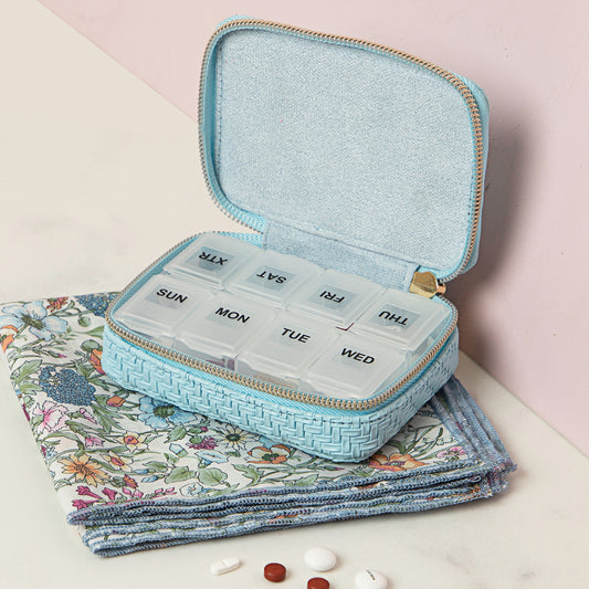 Herringbone Pill Box Bluebell
