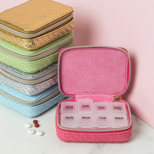 Herringbone Pill Box Raspberry