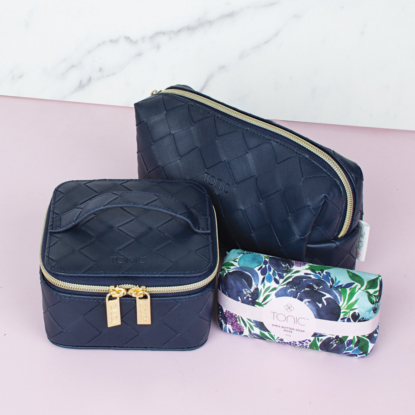 Woven Beauty Bag Large Navy