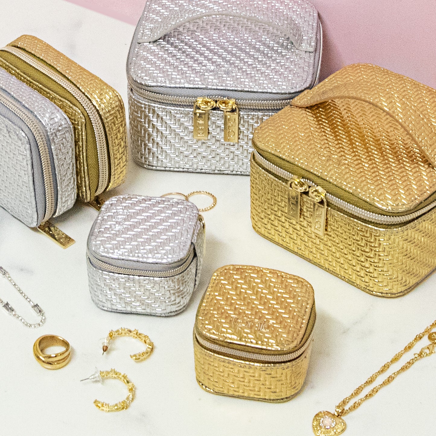 Herringbone Jewellery Cube Gold