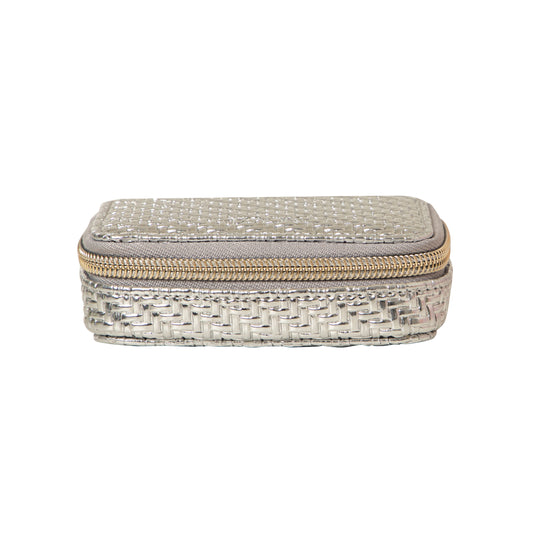 Herringbone Pill Box Silver