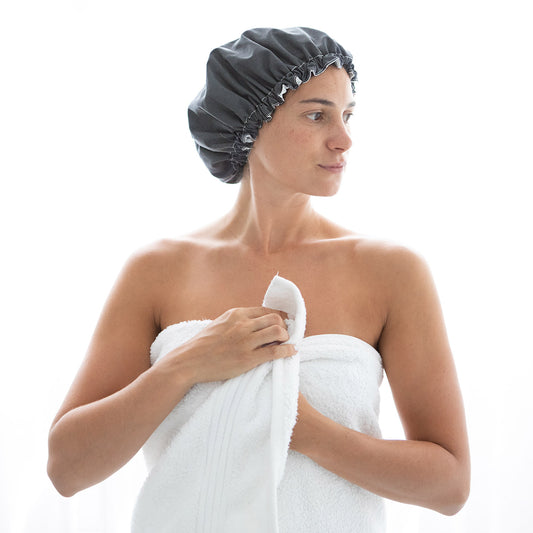 Luxe Linen Shower Cap Charcoal